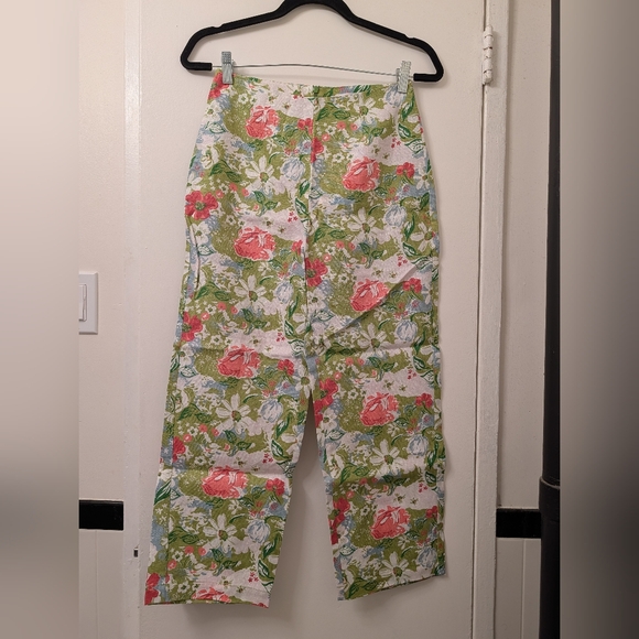 NWOT Reformation Pinegrove Highrise Crop Linen Pants Floral Print Size 6P - Picture 4 of 6